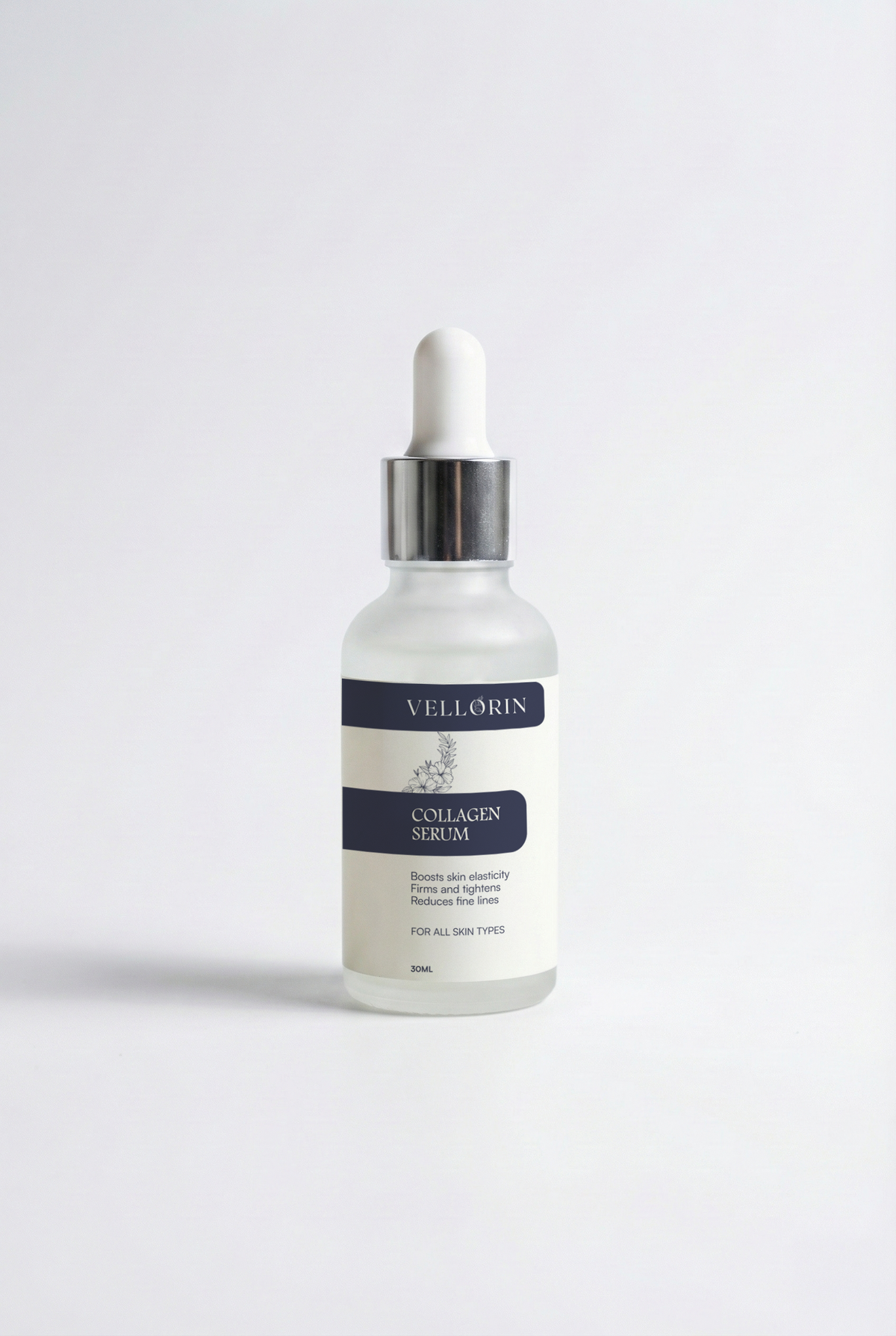 Vellorin Collagen Serum bottle with dropper on a white background